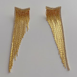 Exaggerated fashion 18K gold jewelry with diamond tassel metal earrings 925 silver needle personality earrings