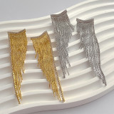 Exaggerated fashion 18K gold jewelry with diamond tassel metal earrings 925 silver needle personality earrings
