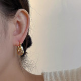 Small retro design knotted U-shaped metal ear buckle women contrast color cool style personality versatile ear jewelry