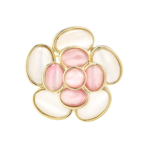Heavy Industry Luxury Cat's Eye Stone Camellia brooch Premium Elegant Gentle brooch pin