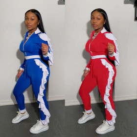 Women's fashion casual sports zipper suit