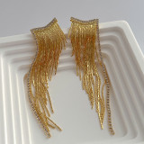 Exaggerated fashion 18K gold jewelry with diamond tassel metal earrings 925 silver needle personality earrings