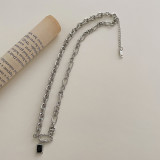 Titanium steel clavicle chain short women's simple and fadeless black diamond versatile cool wind necklace