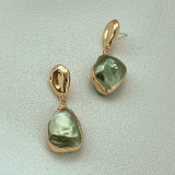 Baroque shaped pearl earrings women's metal cool style simple and versatile silver needle earrings earrings