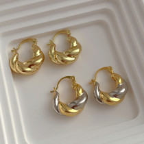 Small retro design knotted U-shaped metal ear buckle women contrast color cool style personality versatile ear jewelry