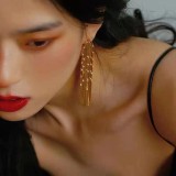 Exaggerated fashion 18K gold jewelry with diamond tassel metal earrings 925 silver needle personality earrings