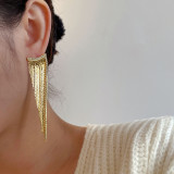 Exaggerated fashion 18K gold jewelry with diamond tassel metal earrings 925 silver needle personality earrings