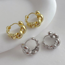 Small Design Metal fried dough twist Round Ear Buckle Premium Luxury Versatile Cool Style Ear Studs Earrings