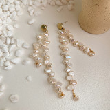 Fashion personality simple design freshwater pearl earrings tassels long asymmetric earrings female ear jewelry