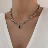 Titanium steel clavicle chain short women's simple and fadeless black diamond versatile cool wind necklace