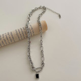 Titanium steel clavicle chain short women's simple and fadeless black diamond versatile cool wind necklace