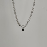 Titanium steel clavicle chain short women's simple and fadeless black diamond versatile cool wind necklace