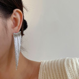 Exaggerated fashion 18K gold jewelry with diamond tassel metal earrings 925 silver needle personality earrings