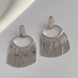 Exaggerated fashion 18K gold jewelry line tassel metal earrings 925 silver needle personality earrings