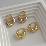 Small retro design knotted U-shaped metal ear buckle women contrast color cool style personality versatile ear jewelry
