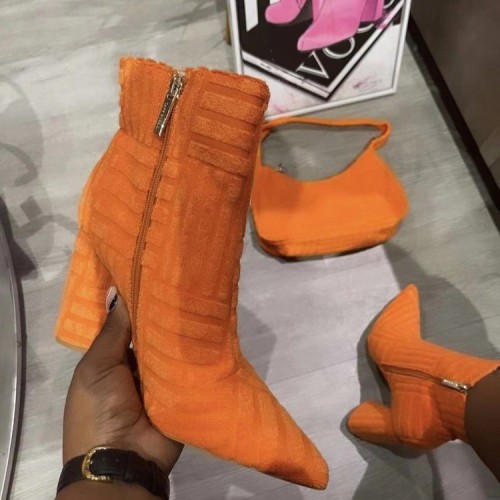 Casual Boots Women's High Top Coarse Heel High Heel Short Boots
