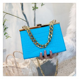 Fashionable stone grain chain portable small square bag, foreign style, versatile one shoulder messenger bag