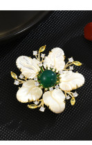 Elegant natural fritillaria flower brooch high-grade female retro versatile leaf brooch coat pin buckle accessories Elegant natural fritillaria flower brooch high-grade female retro versatile leaf brooch coat pin buckle accessories