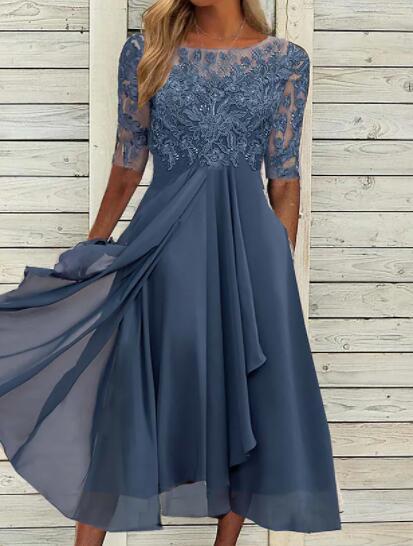 Chiffon Splice Lace Hollow Long Dress Bridesmaid Evening Dress Women's Dress