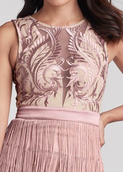 Sexy women's tassel patchwork backless dress dress deep V lace dress