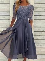 Chiffon Splice Lace Hollow Long Dress Bridesmaid Evening Dress Women's Dress