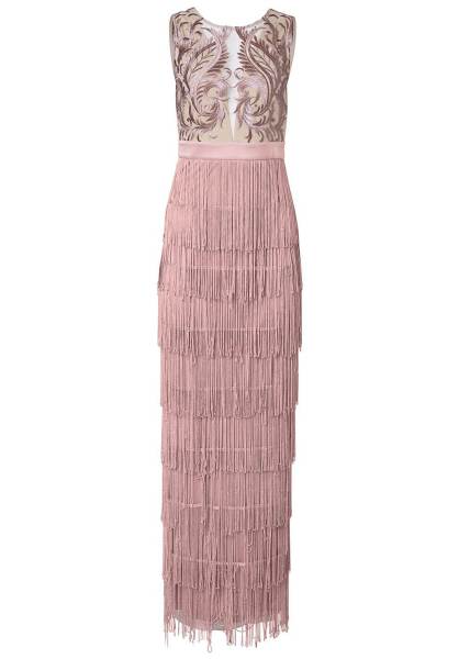 Sexy women's tassel patchwork backless dress dress deep V lace dress
