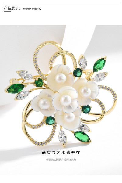 High grade natural fritillaria flowers leaves brooch fashion luxury high-end corsage coat suit accessories