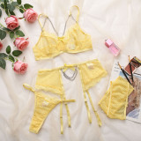 Mesh Mosaic Eyelash Lace Chain Bowknot Waist Closure Funny Underwear