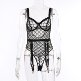 Perspective Mesh Sexy Open Back High Waist Slim Bodysuit