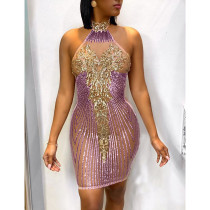 Women's sexy backless dress sequins tight skirt Women's sexy backless dress sequins tight skirt
