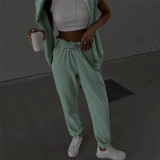 Women's fashion round neck long sleeved T-shirt slim casual pants suit
