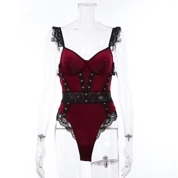 Velvet Lace Sexy Funny Bodysuit