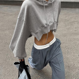 Women's fashion long sleeved short open navel loose casual hoodie