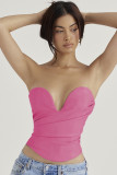 Wearing a bra outside the vest Sexy Spice Girl Fashion Satin One Neck Off Shoulder Fishbone Bra Tunic Top
