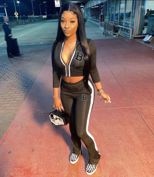 Women's zipper split color contrast sports casual suit