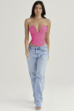 Wearing a bra outside the vest Sexy Spice Girl Fashion Satin One Neck Off Shoulder Fishbone Bra Tunic Top