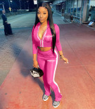 Printed zipper color blocking sportswear suit