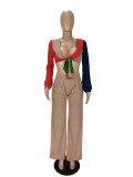Two piece color blocking wide leg pants (including pockets)