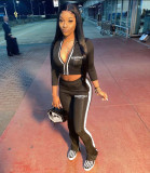 Printed zipper color blocking sportswear suit