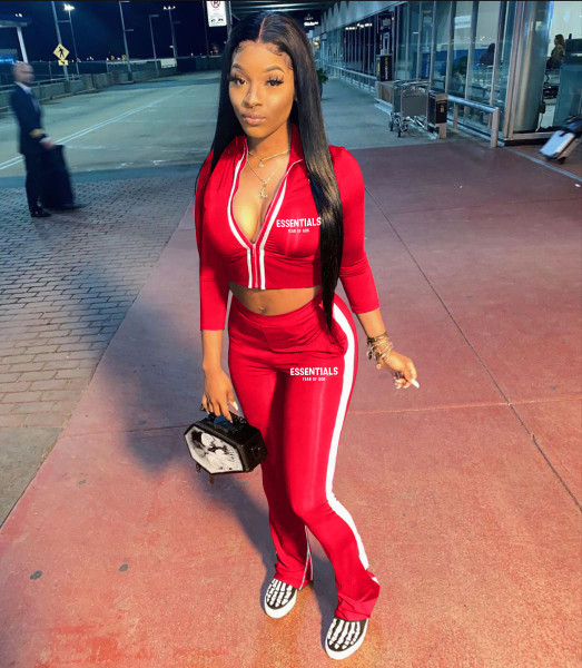 Printed zipper color blocking sportswear suit