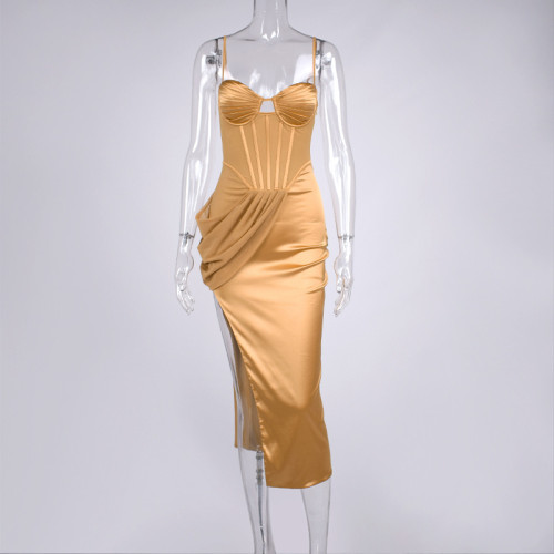 Sexy Satin Split Strap Dress Dress