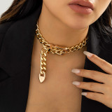 Heavy Chain Belt Buckle Collar Necklace Female Hip Hop Heavy Industry Metal Geometric Necklace