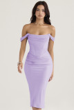 Sexy diced chiffon wrap hip bodice skirt fishtail dress