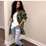 Casual long sleeve camouflage long coat tooling