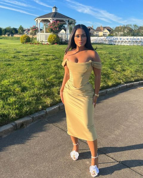 Sexy diced chiffon wrap hip bodice skirt fishtail dress