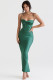 Sexy pile neck satin fishbone pleated suspender dress