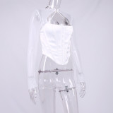 Sexy and fashionable fishbone hollow perspective screen yarn colored T-shirt