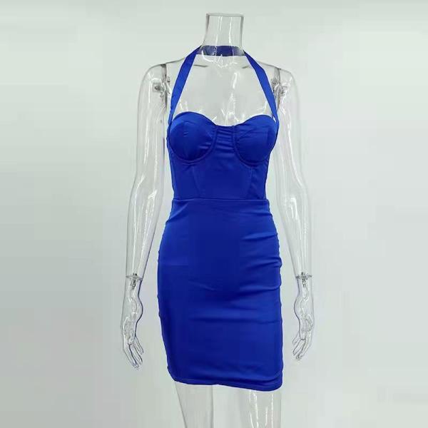 Women's sexy party dress tight hip bag backless mini skirt