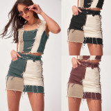 Stretch denim tight hip lifting denim skirt