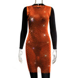 Mesh sparkle round neck dress